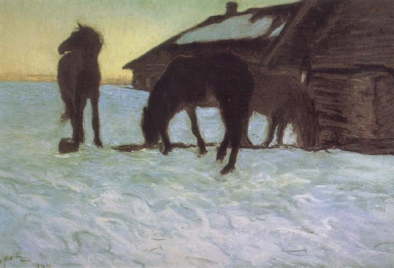 Valentin Serov Colts at a Watering-Place. oil painting image